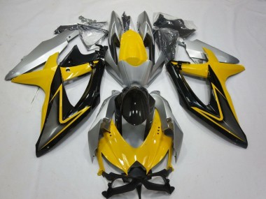 Meilleurs Carénages Moto Suzuki GSXR 600 / GSXR 750 2008-2010 - Jaune Argent Gris Noir