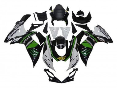 Meilleurs Carénages Moto Suzuki GSXR 600 / GSXR 750 2011-2024 - Blanc Vert Noir Monstre 46