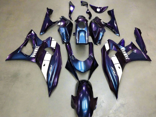 Carénages Moto Yamaha YZF R7 2021-2024 - Caméléon Bleu Violet Blanc