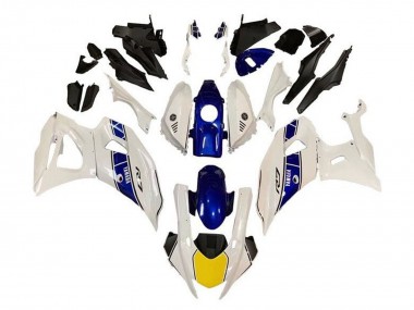 Meilleurs Carénages Moto Yamaha YZF R7 2021-2024 - Blanc Jaune Bleu Bande