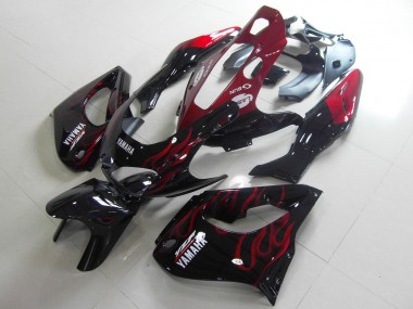 Meilleurs Carénages Moto Yamaha YZF 1000R Thundecourses 1997-2007 - Noir Blanc Rouge Flamme