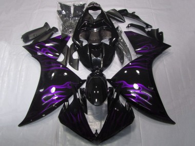 Meilleurs Carénages Moto Yamaha YZF 1000 R1 2009-2011 - Noir Brillant Violet Flamme