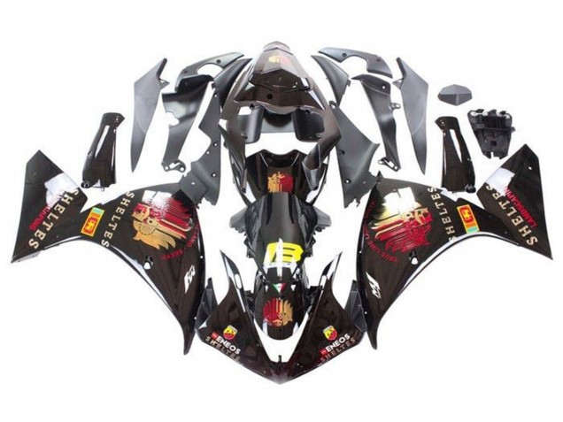 Carénages Moto Yamaha YZF 1000 R1 2009-2011 - Noir Brillant Rouge Jaune Sheltes