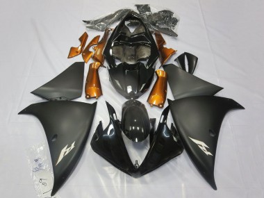 Meilleurs Carénages Moto Yamaha YZF 1000 R1 2009-2011 - Noir Brillant Noir Mat Orange