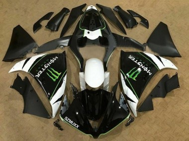 Meilleurs Carénages Moto Yamaha YZF 1000 R1 2009-2011 - Blanc Noir Vert Monstre Energy
