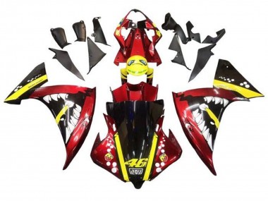 Meilleurs Carénages Moto Yamaha YZF 1000 R1 2009-2011 - Rouge Jaune Noir Requin