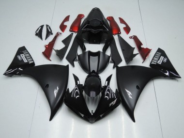 Meilleurs Carénages Moto Yamaha YZF 1000 R1 2009-2011 - Noir Brillant Noir Mat Blanc Décalque Rouge