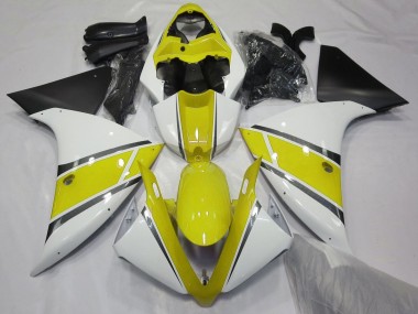 Meilleurs Carénages Moto Yamaha YZF 1000 R1 2009-2011 - Blanc Jaune Noir Mat