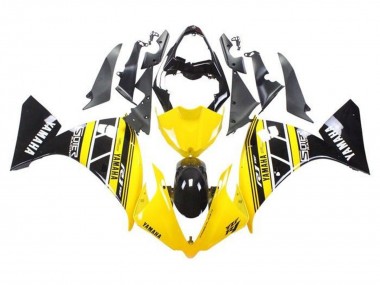 Meilleurs Carénages Moto Yamaha YZF 1000 R1 2009-2011 - Jaune Blanc Noir Bande