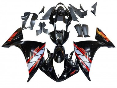Meilleurs Carénages Moto Yamaha YZF 1000 R1 2012-2014 - Noir Brillant Argent Rouge Bande