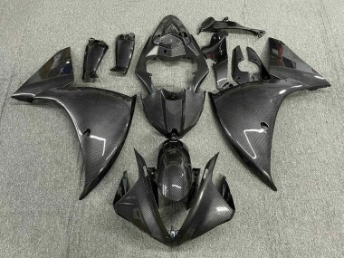 Meilleurs Carénages Moto Yamaha YZF 1000 R1 2012-2014 - Fausse Fibre de Carbone Gris Noir