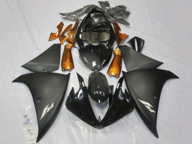 Meilleurs Carénages Moto Yamaha YZF 1000 R1 2012-2014 - Noir Brillant Noir Mat Orange