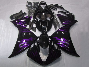 Meilleurs Carénages Moto Yamaha YZF 1000 R1 2012-2014 - Noir Brillant Violet Flamme