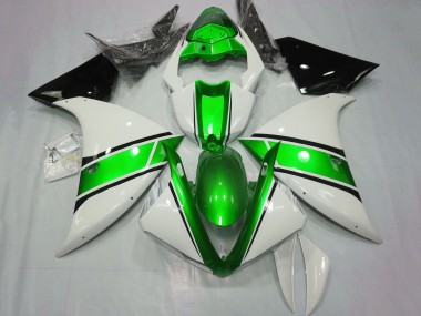 Meilleurs Carénages Moto Yamaha YZF 1000 R1 2012-2014 - Blanc Vert Noir Brillant