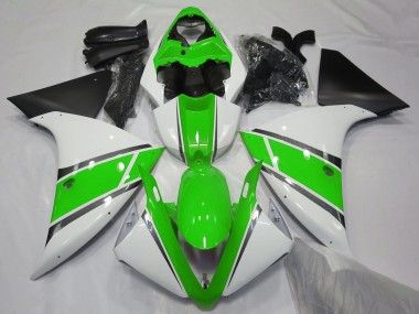 Meilleurs Carénages Moto Yamaha YZF 1000 R1 2012-2014 - Blanc Vert Noir Mat