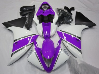Meilleurs Carénages Moto Yamaha YZF 1000 R1 2012-2014 - Blanc Violet Noir Mat