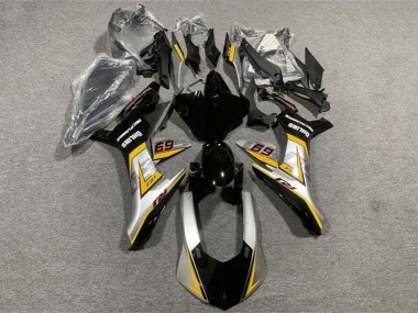 Meilleurs Carénages Moto Yamaha YZF 1000 R1 2015-2019 - Argent Jaune Noir Brillant