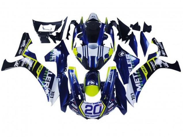 Carénages Moto Yamaha YZF 1000 R1 2015-2019 - Blanc Bleu Jaune Noir