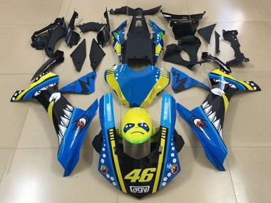Meilleurs Carénages Moto Yamaha YZF 1000 R1 2015-2019 - Bleu Jaune Noir Requin 46