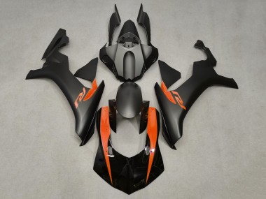 Meilleurs Carénages Moto Yamaha YZF 1000 R1 2015-2019 - Noir Mat Noir Brillant Orange
