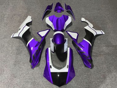 Meilleurs Carénages Moto Yamaha YZF 1000 R1 2020-2025 - Violet Blanc Fausse Fibre de Carbone
