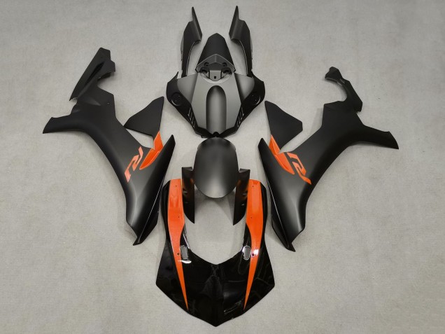 Carénages Moto Yamaha YZF 1000 R1 2020-2025 - Noir Brillant Noir Mat Orange