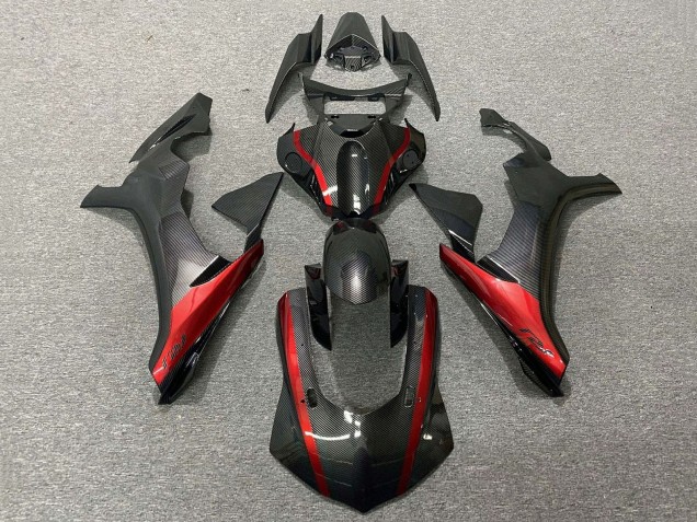 Carénages Moto Yamaha YZF 1000 R1 2020-2025 - Fausse Fibre de Carbone Rouge