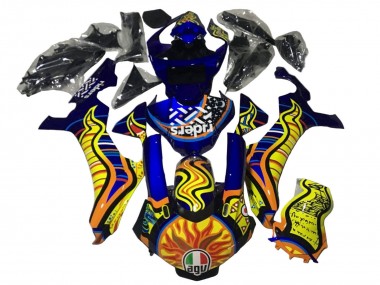 Meilleurs Carénages Moto Yamaha YZF 1000 R1 2020-2025 - Bleu Jaune Orange Tribal Sun