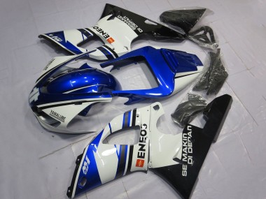 Meilleurs Carénages Moto Yamaha YZF 1000 R1 1998-1999 - Blanc Bleu Noir Brillant ENEOS Semakin Didepan