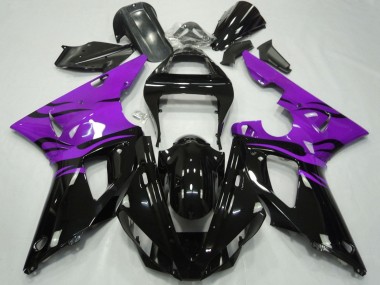 Meilleurs Carénages Moto Yamaha YZF 1000 R1 2000-2001 - Violet Noir Brillant Flamme