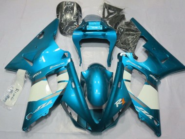 Meilleurs Carénages Moto Yamaha YZF 1000 R1 2000-2001 - Bleu Blanc Argent