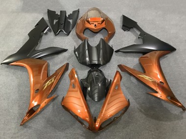 Meilleurs Carénages Moto Yamaha YZF 1000 R1 2004-2006 - Orange Fausse Fibre de Carbone Noir Mat