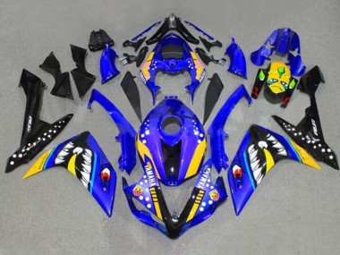 Meilleurs Carénages Moto Yamaha YZF 1000 R1 2007-2008 - Bleu Jaune Noir Requin