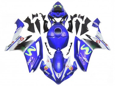 Meilleurs Carénages Moto Yamaha YZF 1000 R1 2007-2008 - Bleu Blanc Vert ENEOS