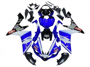 Meilleurs Carénages Moto Yamaha YZF 1000 R1 2007-2008 - Bleu Blanc Noir Volvo Fimer Yamalube