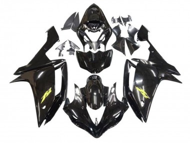 Meilleurs Carénages Moto Yamaha YZF 1000 R1 2007-2008 - Noir Brillant Or Décalque