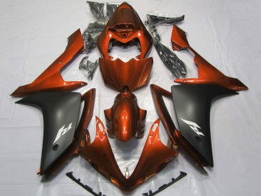 Meilleurs Carénages Moto Yamaha YZF 1000 R1 2007-2008 - Orange Noir Mat
