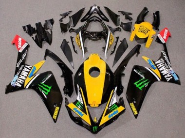 Meilleurs Carénages Moto Yamaha YZF 1000 R1 2007-2008 - Jaune Blanc Noir Vert Monstre Dewalt