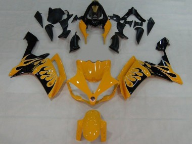Meilleurs Carénages Moto Yamaha YZF 1000 R1 2007-2008 - Jaune Noir Flamme