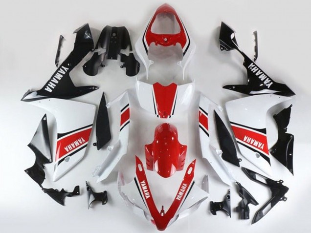 Carénages Moto Yamaha YZF 1000 R1 2007-2008 - Blanc Rouge Noir Bande