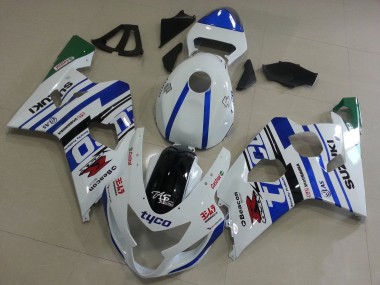 Meilleurs Carénages Moto Suzuki GSXR 600 / GSXR 750 2004-2005 - Blanc Bleu Noir Vert Tyco