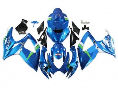Meilleurs Carénages Moto Suzuki GSXR 600 / GSXR 750 2006-2007 - Bleu Vert Blanc Ecstar