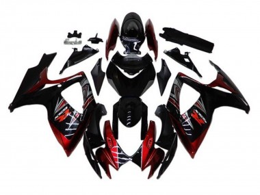 Meilleurs Carénages Moto Suzuki GSXR 600 / GSXR 750 2006-2007 - Noir Brillant Rouge