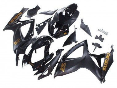 Meilleurs Carénages Moto Suzuki GSXR 600 / GSXR 750 2006-2007 - Noir Mat Noir Brillant Or