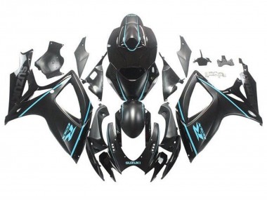 Meilleurs Carénages Moto Suzuki GSXR 600 / GSXR 750 2006-2007 - Noir Mat Turquoise Bleu
