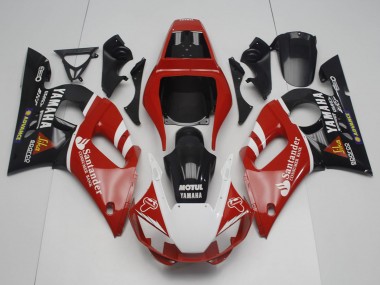 Meilleurs Carénages Moto Yamaha YZF R6 1998-2002 - Rouge Blanc Noir Motul Santander