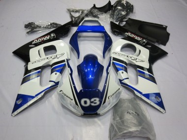 Meilleurs Carénages Moto Yamaha YZF R6 1998-2002 - Blanc Bleu Noir Brillant Rizoma 03