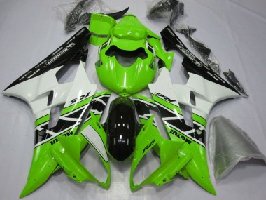 Meilleurs Carénages Moto Yamaha YZF R6 2006-2007 - Vert Blanc Noir Brillant