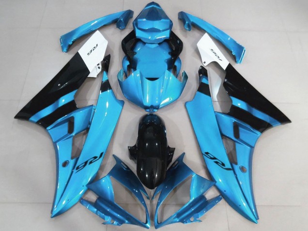 Carénages Moto Yamaha YZF R6 2006-2007 - Blanc Bleu Clair Noir
