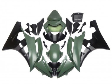 Meilleurs Carénages Moto Yamaha YZF R6 2006-2007 - Vert Armée Noir Mat